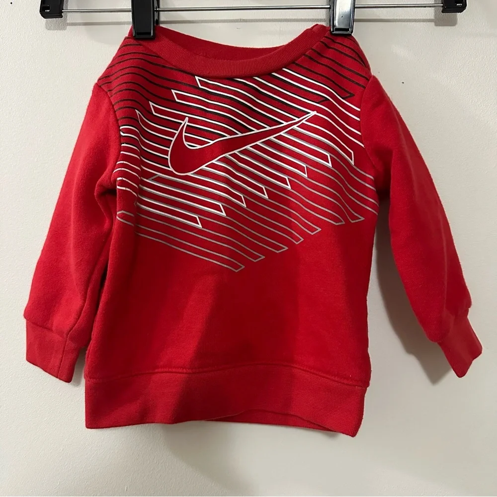 Nike Red Sweatshirt Toddler Size 12 Months with shoulder snaps